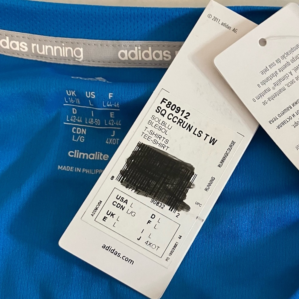 Adidas blue long sleeve shirt.  Climalite. New with tag - Picture 4 of 6